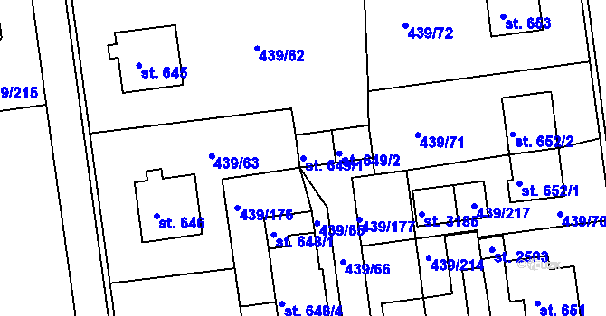Parcela st. 649/1 v KÚ Otrokovice, Katastrální mapa