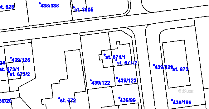 Parcela st. 671/1 v KÚ Otrokovice, Katastrální mapa