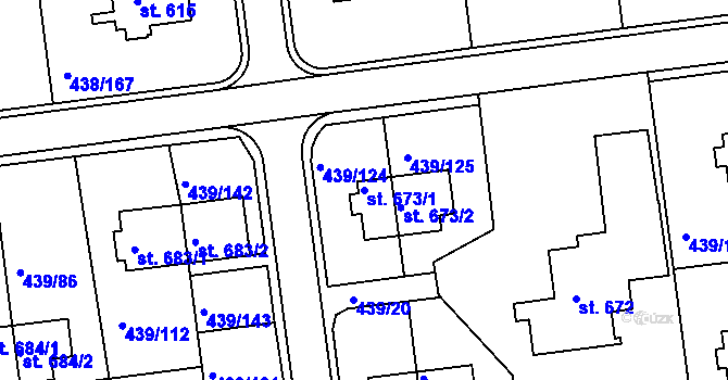 Parcela st. 673/1 v KÚ Otrokovice, Katastrální mapa