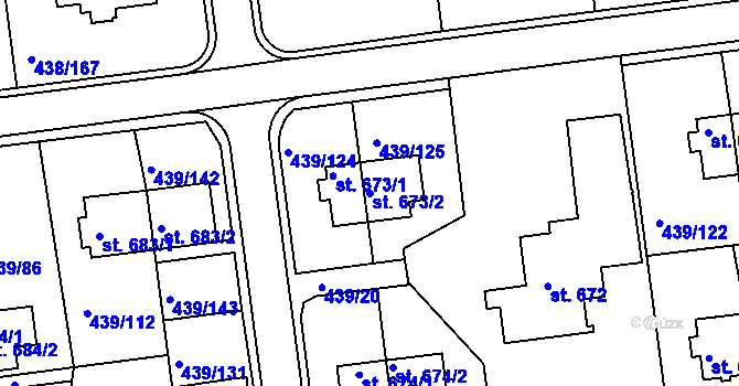 Parcela st. 673/2 v KÚ Otrokovice, Katastrální mapa