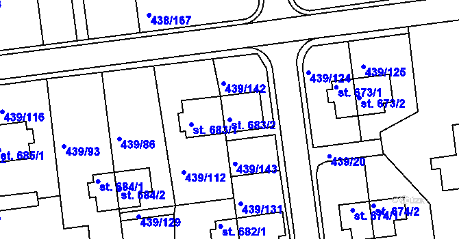 Parcela st. 683/2 v KÚ Otrokovice, Katastrální mapa