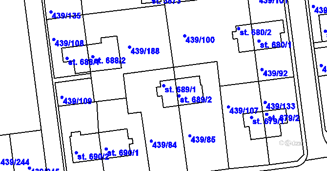 Parcela st. 689/1 v KÚ Otrokovice, Katastrální mapa