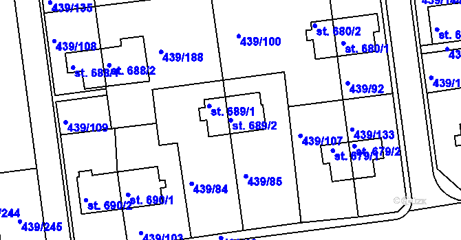 Parcela st. 689/2 v KÚ Otrokovice, Katastrální mapa