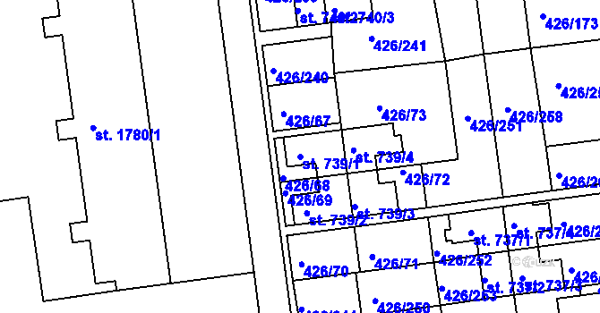 Parcela st. 739/1 v KÚ Otrokovice, Katastrální mapa