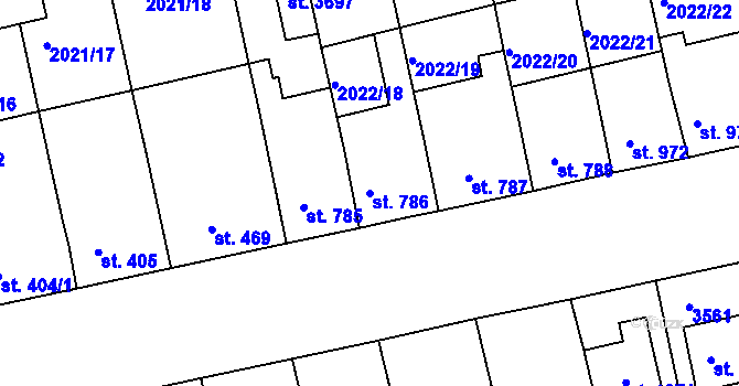Parcela st. 786 v KÚ Otrokovice, Katastrální mapa