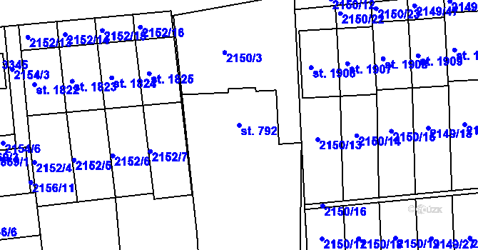 Parcela st. 792 v KÚ Otrokovice, Katastrální mapa