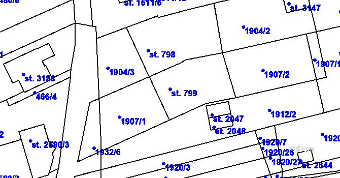 Parcela st. 799 v KÚ Otrokovice, Katastrální mapa