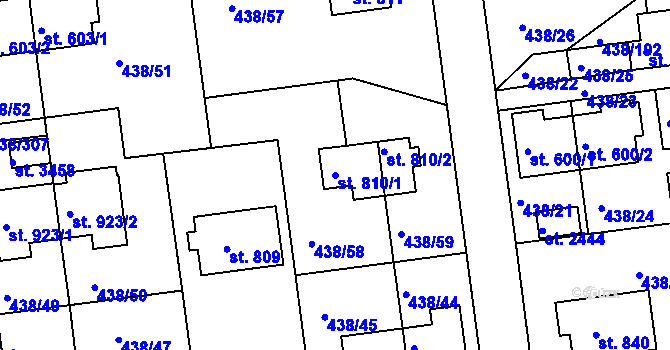 Parcela st. 810/1 v KÚ Otrokovice, Katastrální mapa