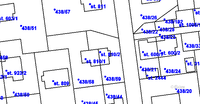 Parcela st. 810/2 v KÚ Otrokovice, Katastrální mapa