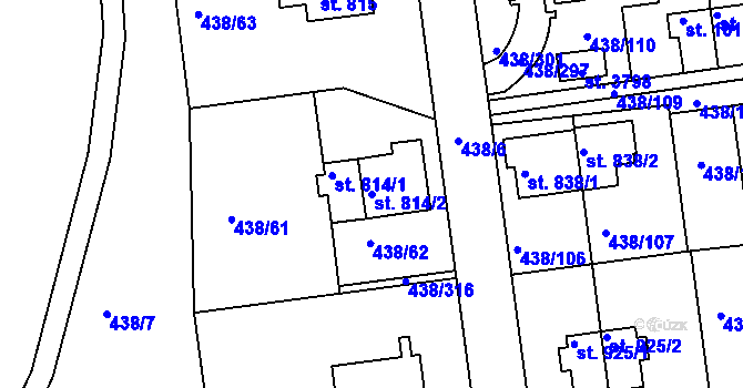 Parcela st. 814/2 v KÚ Otrokovice, Katastrální mapa