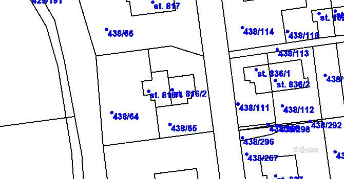 Parcela st. 816/2 v KÚ Otrokovice, Katastrální mapa