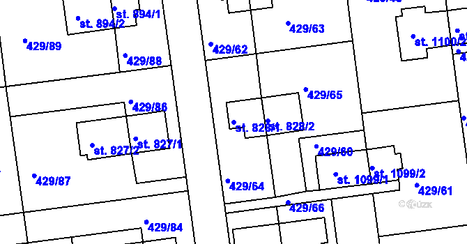 Parcela st. 828/1 v KÚ Otrokovice, Katastrální mapa