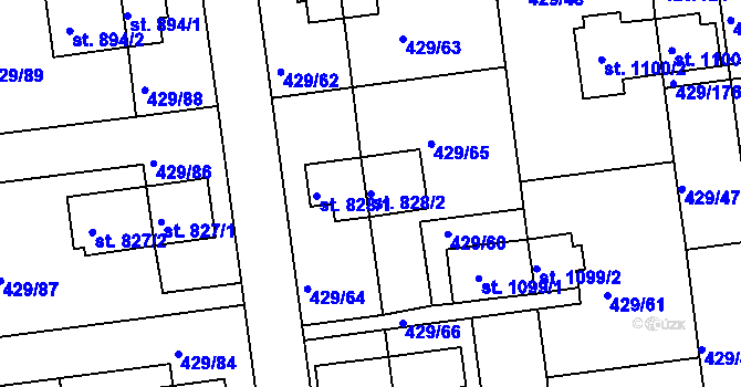 Parcela st. 828/2 v KÚ Otrokovice, Katastrální mapa