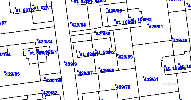 Parcela st. 829/2 v KÚ Otrokovice, Katastrální mapa
