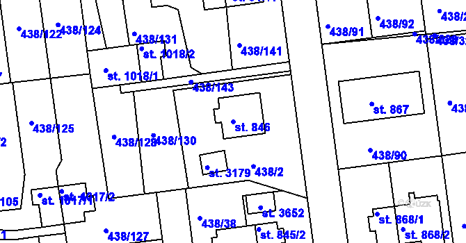 Parcela st. 846 v KÚ Otrokovice, Katastrální mapa