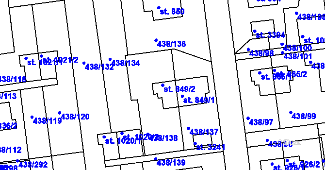Parcela st. 849/2 v KÚ Otrokovice, Katastrální mapa