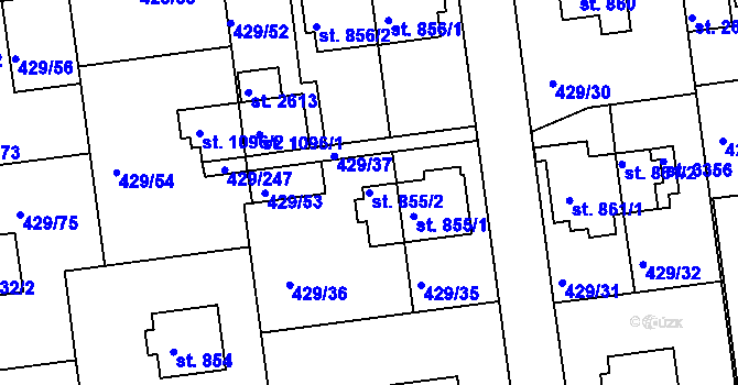 Parcela st. 855/2 v KÚ Otrokovice, Katastrální mapa