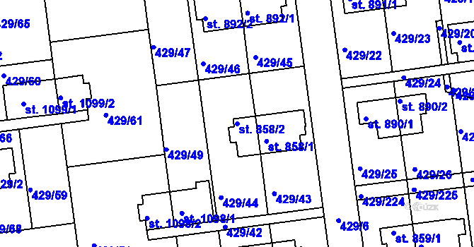 Parcela st. 858/2 v KÚ Otrokovice, Katastrální mapa
