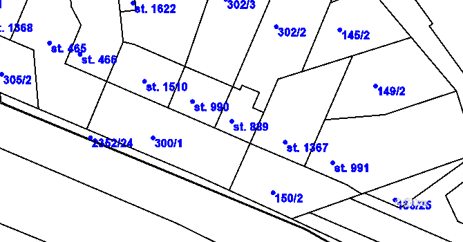 Parcela st. 889 v KÚ Otrokovice, Katastrální mapa