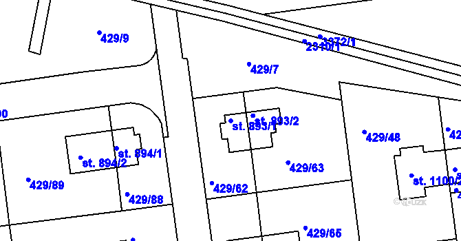 Parcela st. 893/1 v KÚ Otrokovice, Katastrální mapa