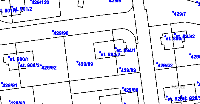 Parcela st. 894/2 v KÚ Otrokovice, Katastrální mapa