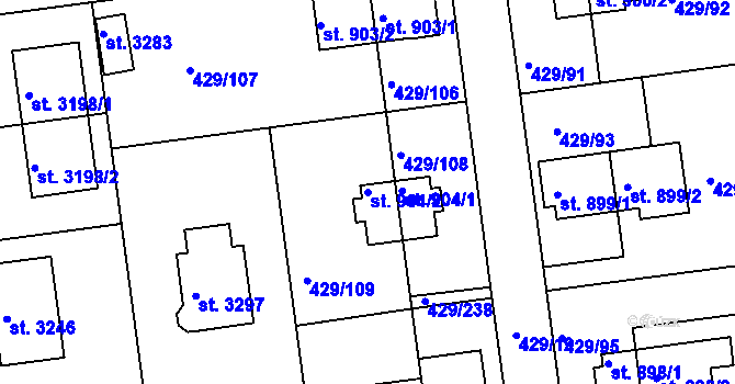 Parcela st. 904/2 v KÚ Otrokovice, Katastrální mapa