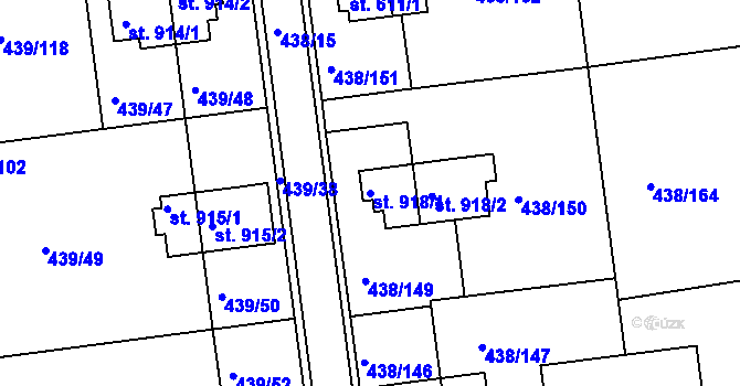 Parcela st. 918/1 v KÚ Otrokovice, Katastrální mapa
