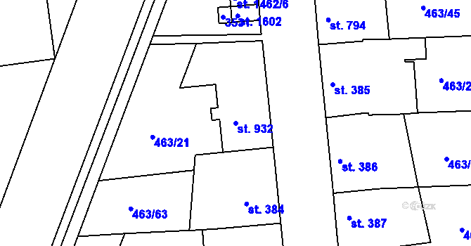 Parcela st. 932 v KÚ Otrokovice, Katastrální mapa