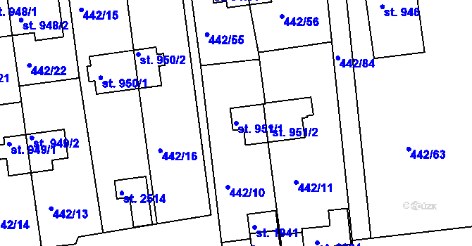 Parcela st. 951/1 v KÚ Otrokovice, Katastrální mapa