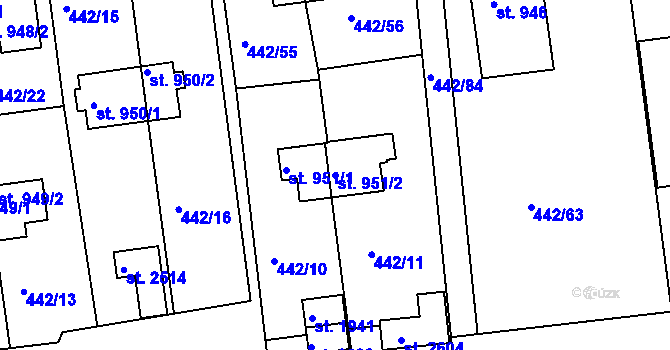 Parcela st. 951/2 v KÚ Otrokovice, Katastrální mapa