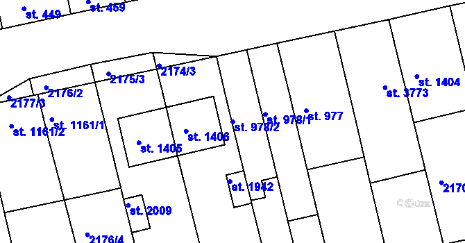 Parcela st. 978/2 v KÚ Otrokovice, Katastrální mapa