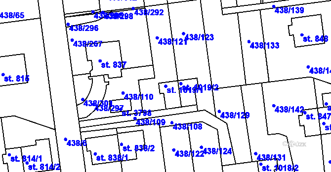 Parcela st. 1019/1 v KÚ Otrokovice, Katastrální mapa