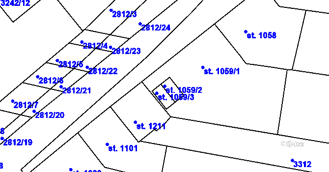 Parcela st. 1059/2 v KÚ Otrokovice, Katastrální mapa
