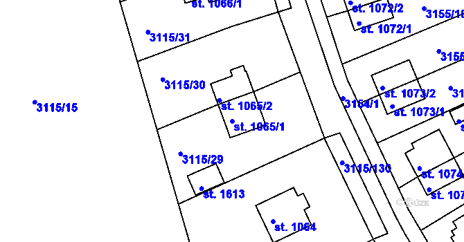 Parcela st. 1065/1 v KÚ Otrokovice, Katastrální mapa