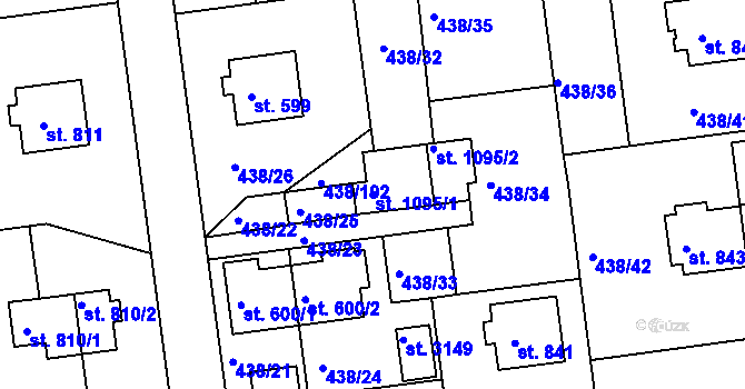 Parcela st. 1095/1 v KÚ Otrokovice, Katastrální mapa