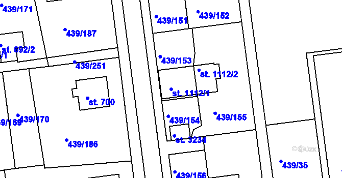 Parcela st. 1112/1 v KÚ Otrokovice, Katastrální mapa