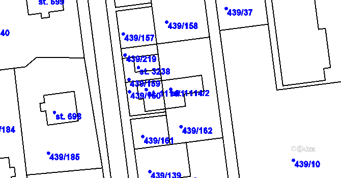 Parcela st. 1114/2 v KÚ Otrokovice, Katastrální mapa