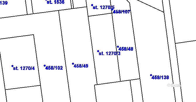 Parcela st. 1270/3 v KÚ Otrokovice, Katastrální mapa