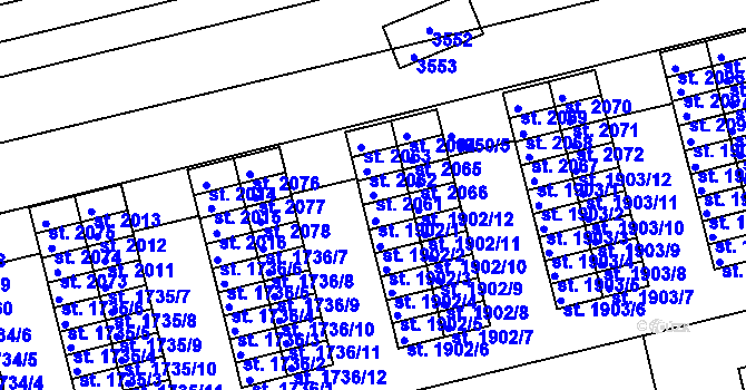 Parcela st. 2061 v KÚ Otrokovice, Katastrální mapa