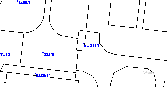Parcela st. 2111 v KÚ Otrokovice, Katastrální mapa
