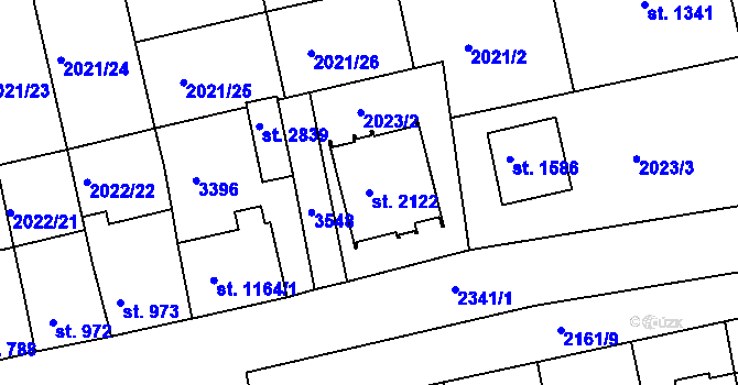 Parcela st. 2122 v KÚ Otrokovice, Katastrální mapa