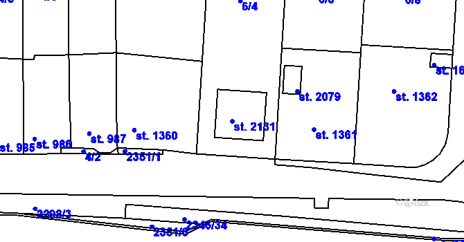 Parcela st. 2131 v KÚ Otrokovice, Katastrální mapa