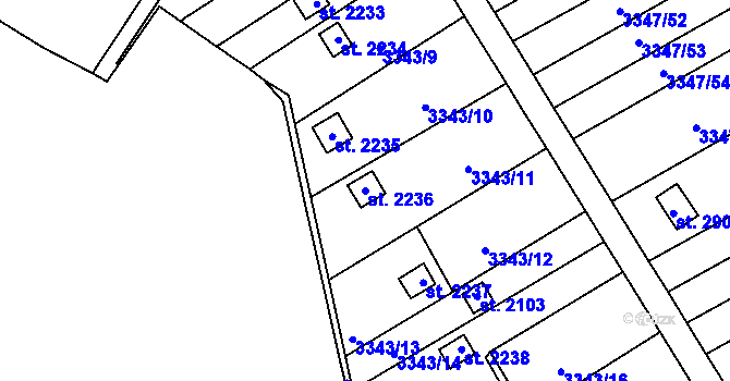 Parcela st. 2236 v KÚ Otrokovice, Katastrální mapa