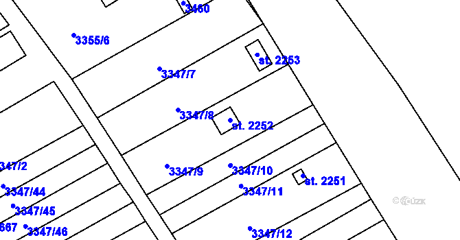 Parcela st. 2252 v KÚ Otrokovice, Katastrální mapa