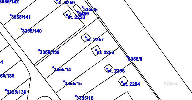 Parcela st. 2256 v KÚ Otrokovice, Katastrální mapa