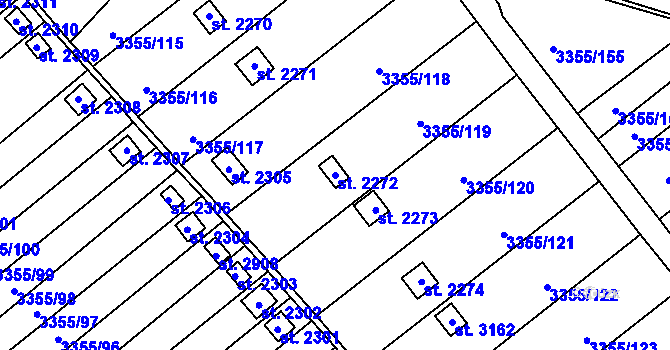 Parcela st. 2272 v KÚ Otrokovice, Katastrální mapa
