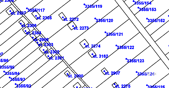 Parcela st. 2274 v KÚ Otrokovice, Katastrální mapa