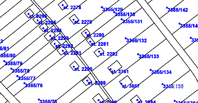 Parcela st. 2282 v KÚ Otrokovice, Katastrální mapa