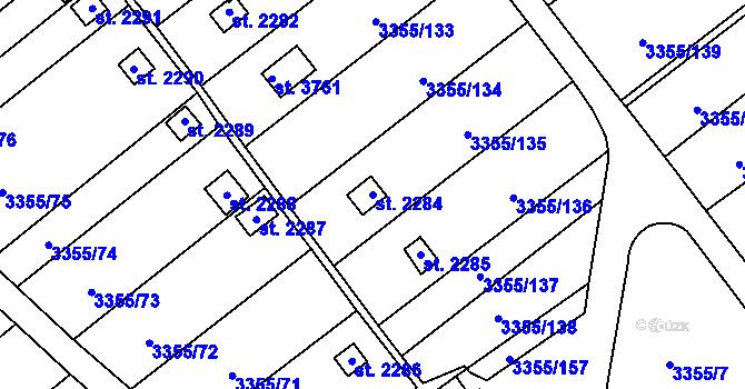 Parcela st. 2284 v KÚ Otrokovice, Katastrální mapa