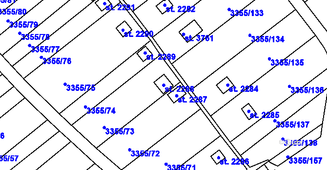 Parcela st. 2288 v KÚ Otrokovice, Katastrální mapa